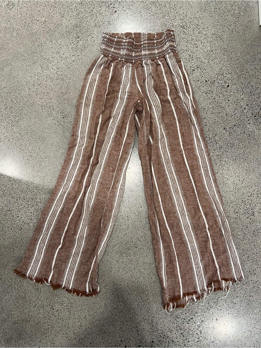 Rewash Brown and White Striped Wide-Leg Pants